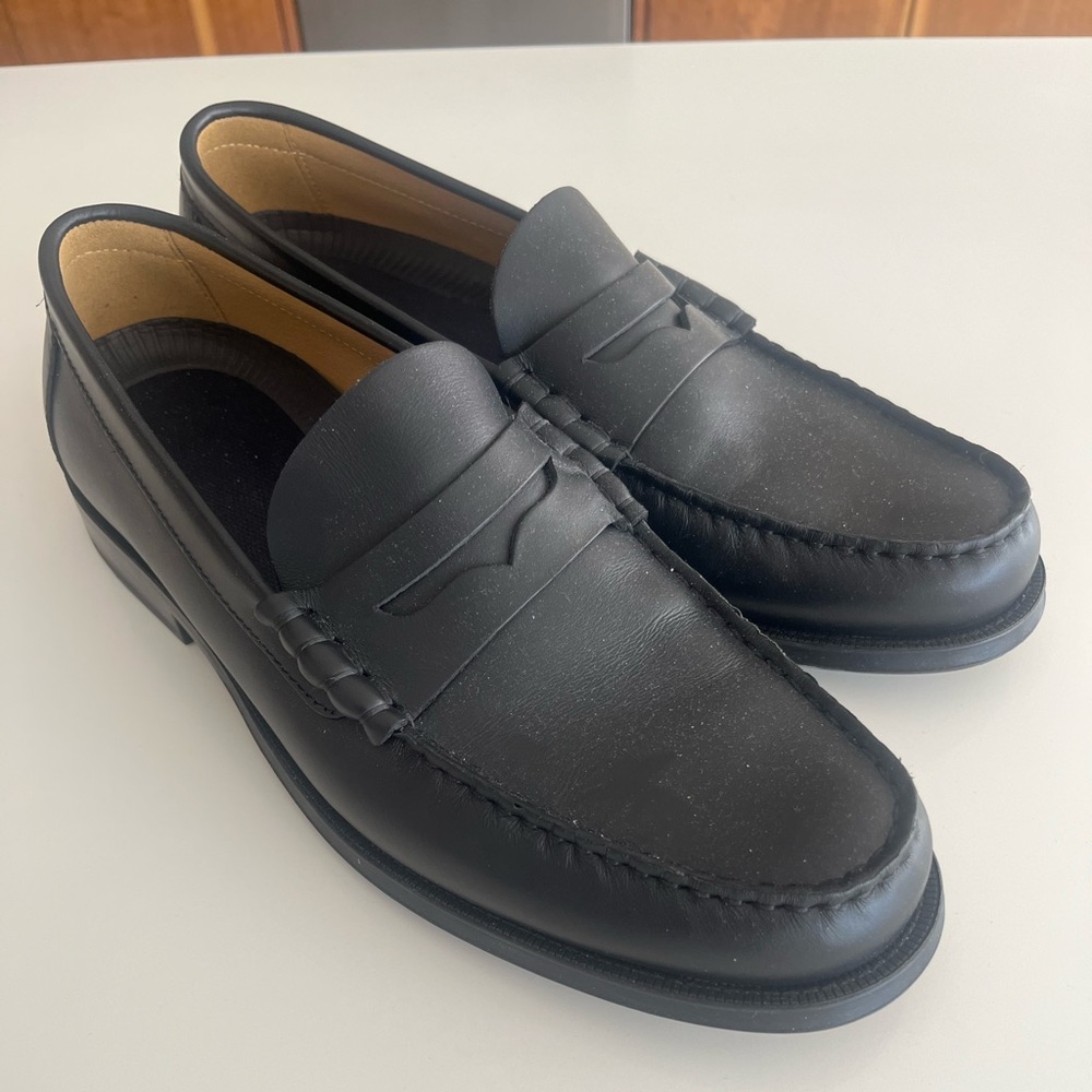 Mango men’s classic  Black Leather Penny Loafers - Men's size 12